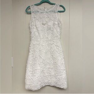 Taylor Mini white cocktail floral dress, Size 8